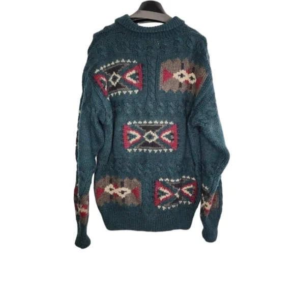 Vtg Sweater Boston Traders Wool Southwestern Pullover Fresh cosby 90s Mens Large - Picture 8 of 8